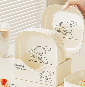 DF 0323 Plato para restos con diseño de oso de peluche de dibujos animados, para el hogar, sala de estar, cocina, plato para aperitivos - Product Image 2