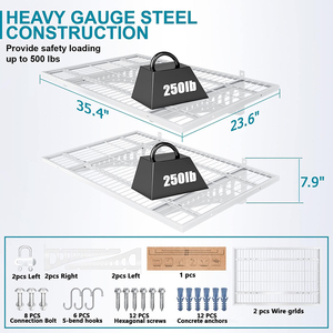 Jh-mech tải 500 lbs nhiệm vụ nặng nề mạnh mẽ nhà để xe tổ chức nhà để xe lưu trữ nổi treo kệ vuông treo tường - Product Image 2