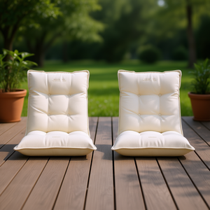 D0100X3NLX8 Cojín de tela Oxford color crema para silla, 39,4 x 19,7 pulgadas, juego de 2 almohadas rectangulares acolchadas resistentes al agua para exteriores - Product Image 2