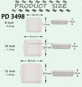 Cacerola de cerámica rectangular grande ecológica para horno, juego de gres, asas dobles, lasaña de porcelana, sartenes para hornear - Product Image 2