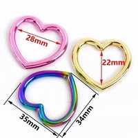 MeeTee BF828 35mm Autres accessoires de maroquinerie DIY, boucle en D en forme de cœur colorée pour porte-clés et sangle de sac à main