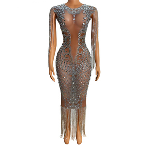 NOVANCE Y2250 2022 Neuheiten Sommer Silber Kristall Fransen Abendkleid Sexy White Glitter Kleid Eye Suction Red Carpet Party - Product Image 5