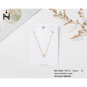 Collana con Zirconi, Ciondolo in Acciaio Inossidabile con Zirconia Cubica, Gioiello con Catena Fine - Product Image 2