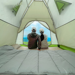 Tente de camping d'extérieur pour 2 à 4 personnes avec conception à double couche, épaissie pour la protection contre la pluie et l'ombrage, adaptée aux plages sablonneuses - Product Image 5