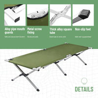 Lit de camping pliable en tissu Oxford en alliage d'aluminium ultra-léger pour l'extérieur, secours d'urgence portable