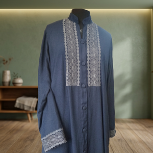 Abaya de travail de dentelle simple et belle de haute qualité tissu de bambou écologique ou robe de couleur bleue biologique abaya résistante aux UV - Product Image 2