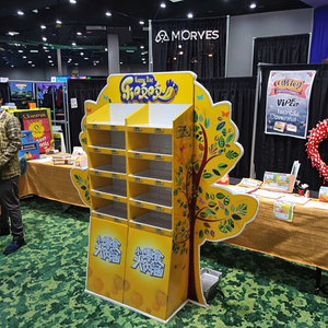 Tùy chỉnh bán lẻ Pop Up sô cô la kẹo đồ ăn nhẹ sàn hiển thị đứng sóng thực phẩm đầy màu sắc giấy carton hiển thị các tông Giá - Product Image 3