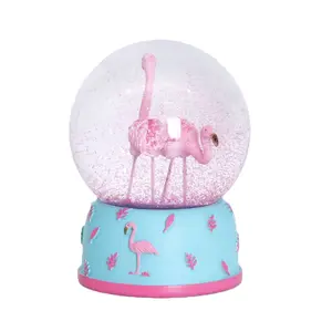 Pink Flamingos Snow Globe For Kids Glitter Glass Snowglobes For Women Girls Resin Snow Globes Home Office Table Decor Birthday