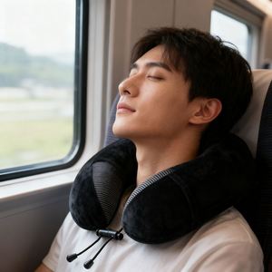 Xdh802 Memory Foam <b>U</b>-<b>Shaped</b> <b>Pillow</b> Support Cushion Logo Portable Travel Car Airplane Neck Rest Set - Product Image 2