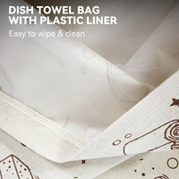 Sac de rangement réutilisable pour torchons et chiffons sales avec crochets et boucles auto-agrippantes, doublure imperméable, support pour torchons de cuisine à fixer sous l'évier ou sur la porte d'armoire
