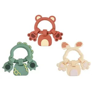 Factory Direct Supply Cheap Price Lovely Animal Pattern Food Grade Silicone Baby Teether Bracelet Teether