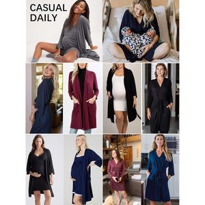 Bata de lana corta y ligera para mujer con bolsillos, talla grande, ropa de dormir para spa, resort, hotel - Product Image 6