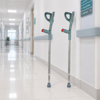 Béquille à coudes en alliage d'aluminium ultra-légère, réglable en hauteur (70-95 cm), 10 trous, avec base antidérapante résistante à l'usure
