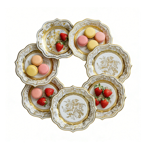 Collection d'Assiettes en <span class=keywords><strong>Carton</strong></span> Jetables Écologiques de Qualité Alimentaire, Style <span class=keywords><strong>Vintage</strong></span> Européen, pour Vente en Gros, Idéale pour Fêtes, Repas et Rassemblements - Product Image 2