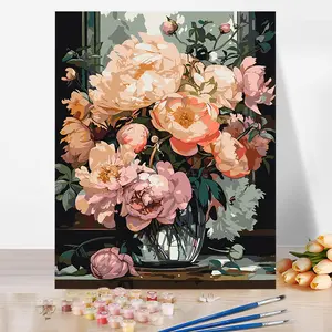 数字油画DIY手工填充欧洲复古花卉手绘着色家居装饰丙烯酸油画数字