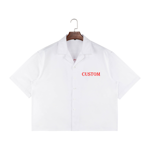 Camisa de trabajo de sarga de algodón abotonada con cuello cubano de algodón de primera calidad personalizada para hombres - Product Image 1