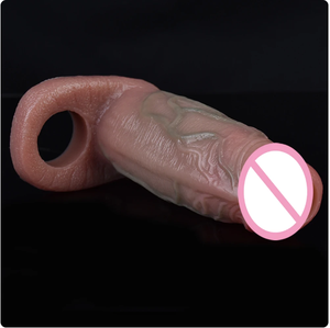 High Quality Silicone Realistic <b>Dildo</b> Sheath Male Masturbator Penis Sleeve Cock Ring Stretchable Sex Toys for Men Skin Touch - Product Image 6