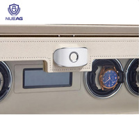 Personnalisable entièrement en cuir simple couche ronde fenêtre empreinte digitale smart déverrouillage montre coffre-fort