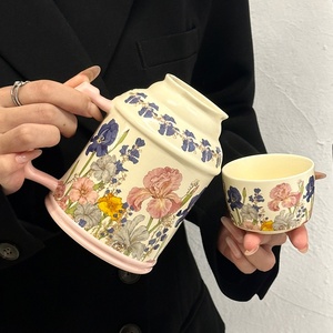 Hot Selling Products 2025 Classic Retro Style Ceramic <strong>Cup</strong> with Peony Design Office Mug with Lid <strong>for</strong> Tea <strong>for</strong> <strong>Work</strong> or Gift Giving - Product Image 5