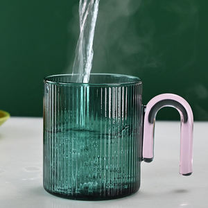 Vasos de Vidrio de Borosilicato Ecológicos al por Mayor para el Consumo Diario de Jugos y Café <span class=keywords><strong>con</strong></span> Diseño de Asa Colorida - Product Image 5