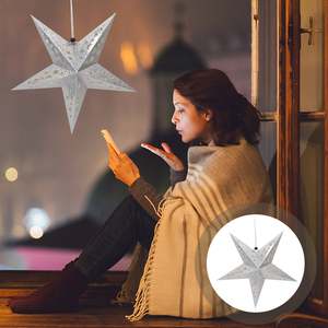 Giấy sao đèn lồng đèn treo ánh sáng christmasstars bóng đèn Diwali bạc trang trí đèn trắng thắp sáng đèn lồng sao - Product Image 1