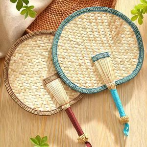 Handmade Woven Palm Leaf Fan Wheat Straw Manual Handheld Summer Fan For Children And Babies Portable Small Banana Leaf Fan - Product Image 1
