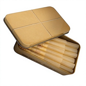 Contenitore in Metallo per Confezionamento di Carta Quadrata Classica Non Sbiancata, Formato Speciale per Coni Pre-Rollati a Combustione Lenta - Product Image 4