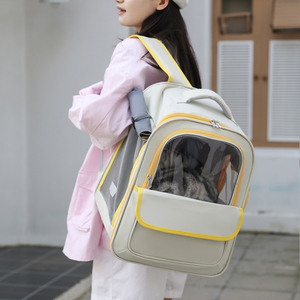PET Portable Soft-Sided Pet <b>Backpack</b> Carrier Oxford Material Breathable Zipper Closure Gray Orange Color 10kg Capacity for <b>Cats</b> - Product Image 6