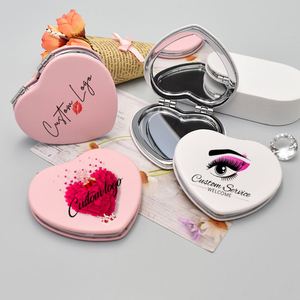 Black Heart Cute Makeup Mirror Handmade Private Label Private Label Mirror Double-<b>sided</b> Folding Mini Mirrors - Product Image 5