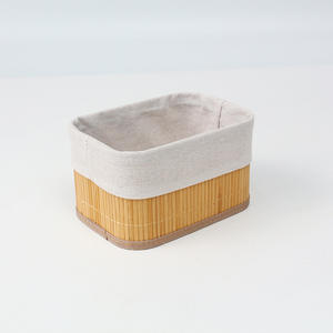 <span class=keywords><strong>Panier</strong></span> de rangement multifonctionnel 3pcs en bambou naturel tissé pour snacks - Product Image 5