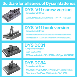 Batterie de remplacement 21,6V 25,2V 22,2V pour aspirateur Dyson V6 V7 V8 V10 <span class=keywords><strong>V11</strong></span> V12 DC31 DC34 DC45 DC56 DC58 DC62 DC72 SV06 <span class=keywords><strong>SV14</strong></span> - Product Image 5