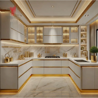 Set Lemari Dapur Mewah Modern Ramah Lingkungan dari Aluminium, Lengkap dengan Kabinet Laci dan Perlengkapan Dapur