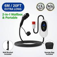 Chargeur EV portable 22 kW 11 kW Wallbox 2-en-1 Station de recharge triphasée avec application WiFi intelligente Câble de 6 m Support mural Certifié CE