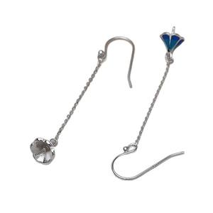 Boucles d'oreilles pendantes en argent S925 avec long pompon, chaîne simple, anneau en O, accessoires de bijoux en perles DIY, plateau vide, tendance - Product Image 5