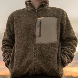 جاكيتات شتوية للجنسين بنمط التمويه مع جيب صدر، تصميم كلاسيكي بسحاب، ثقيلة الوزن، مصنوعة من البوليستر المعاد تدويره مع بطانة شيربا - Product Image 3