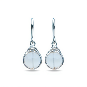 Orecchini pendenti classici a forma di goccia d'acqua per donna, placcati in argento, con incastonatura a castone in pietra di quarzo, gioielli alla moda, idea regalo - Product Image 1