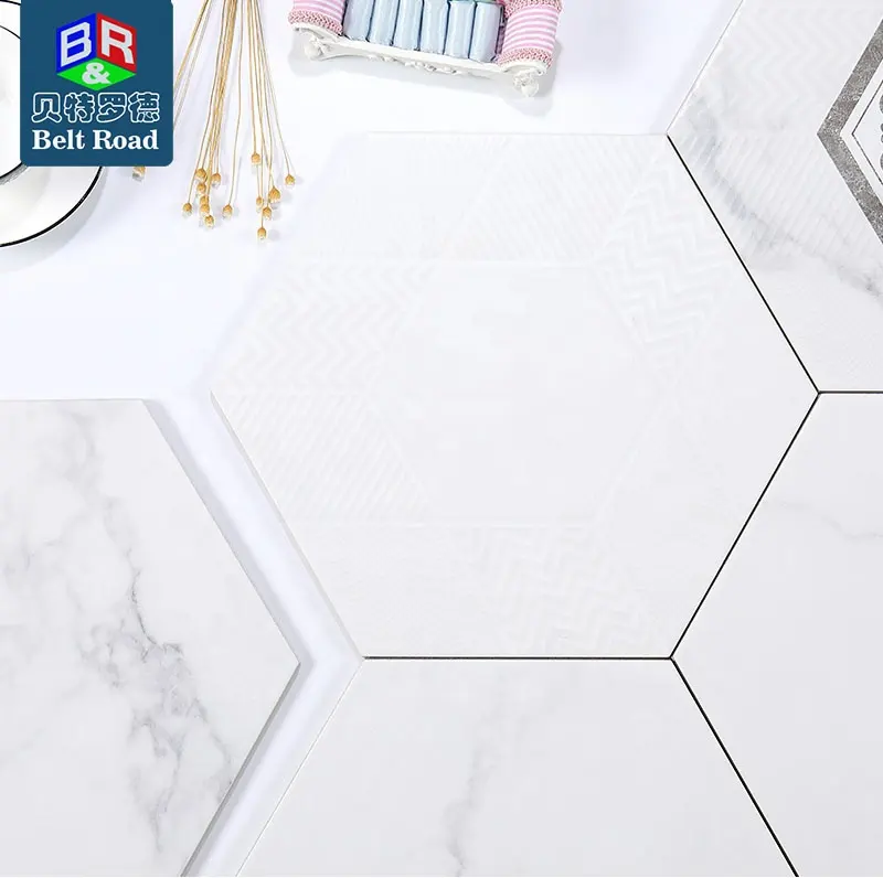바닥 벽 크기 대리석 타일 사용자 정의 품질 보증 최고의 흰색 판매 표면 육각 인테리어 단위 마무리 기술 바닥