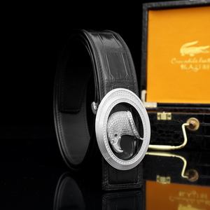 Cinturón de Cuero de Cocodrilo Personalizado, Lujoso y Clásico para Hombre, con Incrustaciones de Diamantes y Cabeza de Águila de Acero, Hecho a Mano - Product Image 2