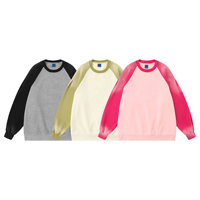 Hoodie Crew-Neck Tie-Dye ODM Warna Senada untuk Pasangan, Oversize Longgar Dua Warna, Bordir Kustom, Unisex, Pullover Sweatshirt
