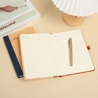 Cahier à spirale A6 personnalisé en cuir PU écologique avec finition grain de bois pour bureau ou cadeau