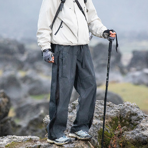 Pantaloni da Uomo per Attività all'Aperto, Antivento e Impermeabili, con Zip, Gamba Dritta, Vestibilità Comoda, Tasche Multiple, Tinta Unita, Stile Sportivo Cargo - Product Image 3