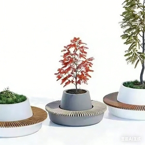 Y096 Triangle flowerpot <b>seat</b> Chair modern Custom various sizes nordic modern glazed planter FRP plant flower pot seating - Product Image 5