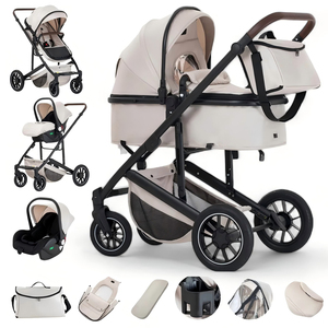 Poussette Haute 3-<span class=keywords><strong>en</strong></span>-<span class=keywords><strong>1</strong></span> avec Mode Coulissant Réversible, Chariot Pliant <span class=keywords><strong>en</strong></span> Alliage d'Aluminium à Fermeture <span class=keywords><strong>en</strong></span> un Clic, Poussette Bébé 3-<span class=keywords><strong>en</strong></span>-<span class=keywords><strong>1</strong></span> - Product Image 1