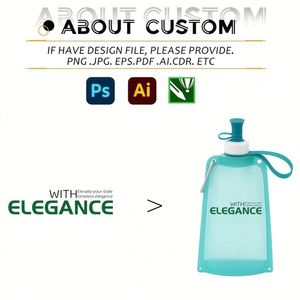 Bouteilles d'eau pliables personnalisées, sacs à eau réutilisables avec mousqueton, bouteille d'eau de voyage 550 ml pour le camping et la randonnée - Product Image 2