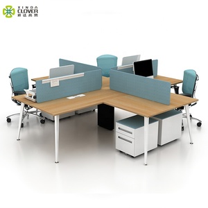 Bàn Văn Phòng Công Nghiệp Hình Chữ L Trạm Làm Việc Lớn 4 Không Gian Bàn Văn Phòng Tấm Ván Hiện Đại - Product Image 1