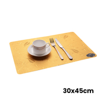 Napperons Métalliques RNPT en PVC 30x45cm Rectangulaires Motif Floral Doré Coins Arrondis pour Tables de Restaurant