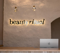 Enseigne lumineuse LED 3D DakeSign en acier inoxydable doré effet miroir pour salons de beauté, cliniques, bureaux et devantures de magasins