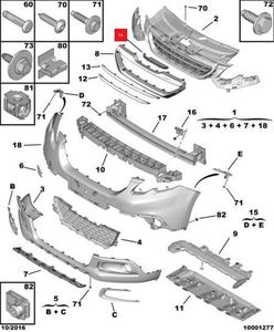 Striscia Logo Centrale Argento Lucido ABS per Griglia Anteriore <span class=keywords><strong>Peugeot</strong></span> <span class=keywords><strong>2008</strong></span>, Codice 9678364980 - Product Image 5