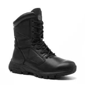 黑色全纹光滑高索具靴工作采矿设备钢趾安全靴