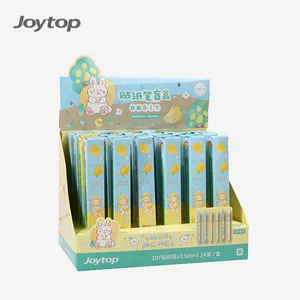 Joytop 3603批发促销24pcs塑料伸缩卡哇伊玛卡龙中性笔套装神秘盒带DIY卡通贴纸